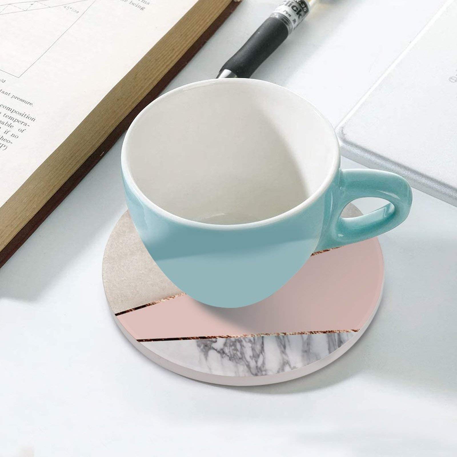 HECHZSO Posavasos Para Bebidas. 6 Posavasos Cuadrados De Corcho