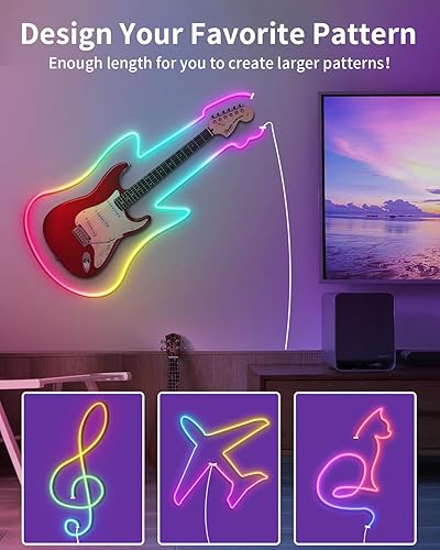 Miniatura 4 de Cuerda de neón RGB de 33 pies, luces de neón flexibles impermeables IP68, tira de luces LED para dormitorio, decoración de habitación de niños para