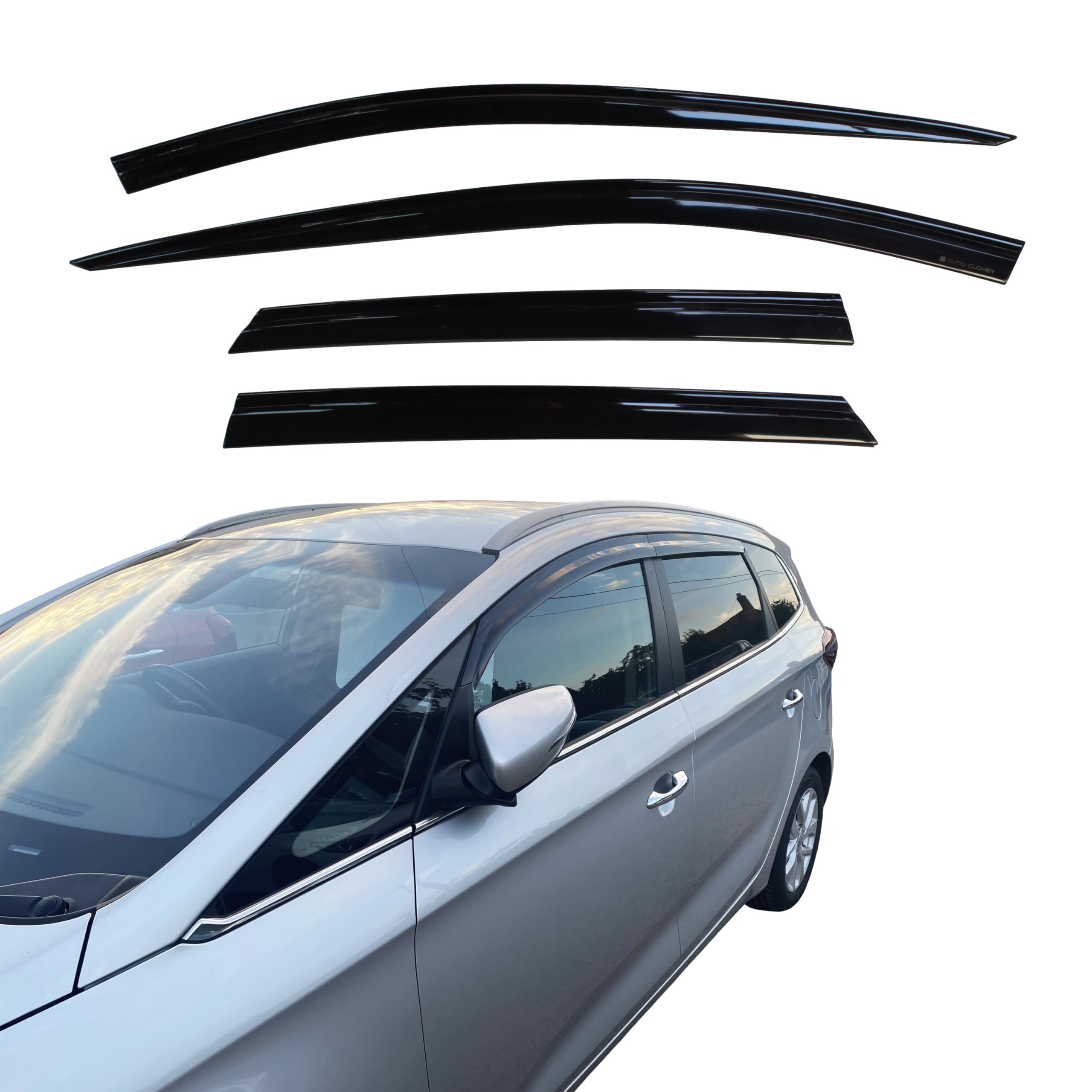 Autoclover Juego de deflectores de viento para Kia Carens 2013+ (4 piezas)