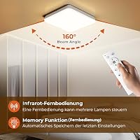 BLNAN LED Mennyezeti Lámpa 36W - Távirányítós, Szabályozható Fényerejű, IP54 Vízálló, 3000K-6500K, 3600lm, Modern Fehér, 35cm 3