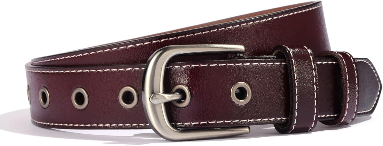 Women Leather Belt for Jeans Pants Dresses Fashion Casual Ladies Waist Belt with Pin Silver Gray Buckle