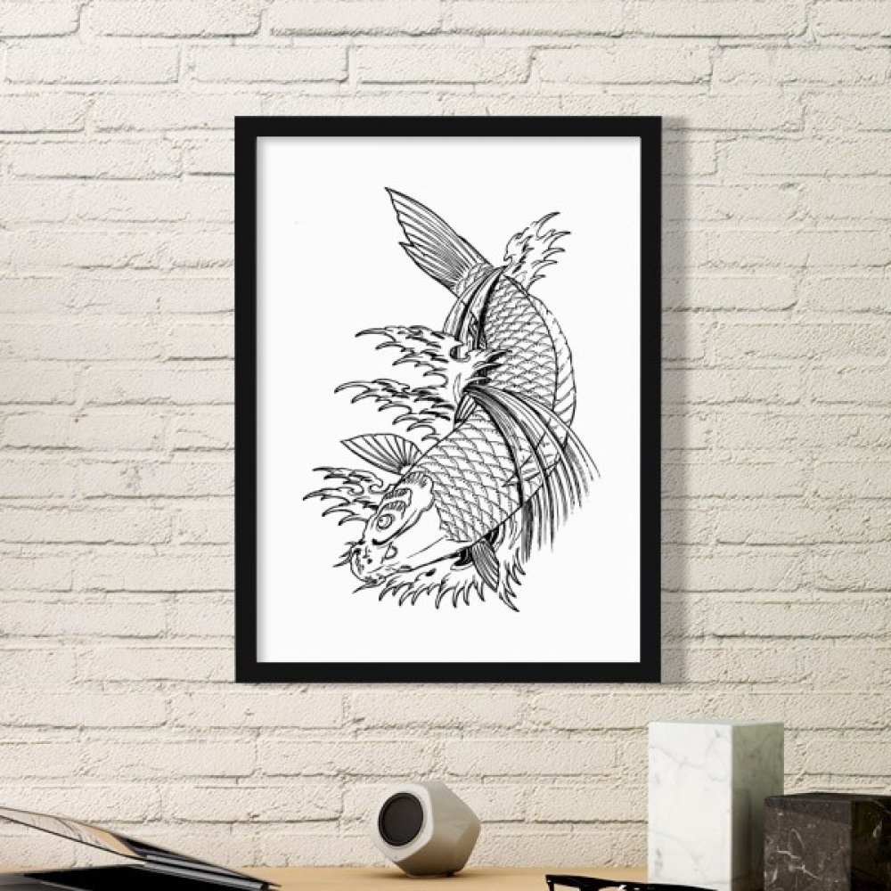 Natation poisson chinois cadre photo et estampes d'art mural noir