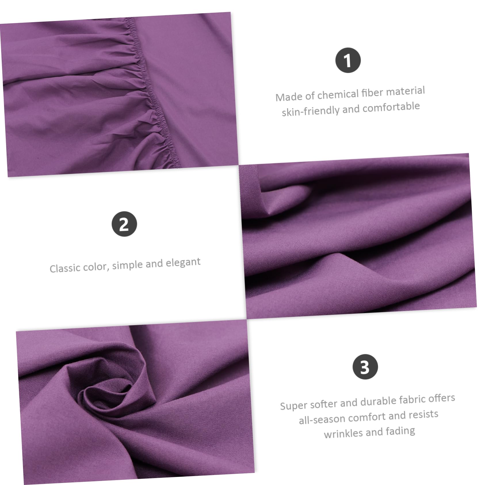 Ensemble de Literie 4 Pièces, Drap-Housse et Taies D’Oreiller, Fibre Chimique Pourpre, Résistant aux Plis et Lavable, Confort Toutes Saisons pour Chambre