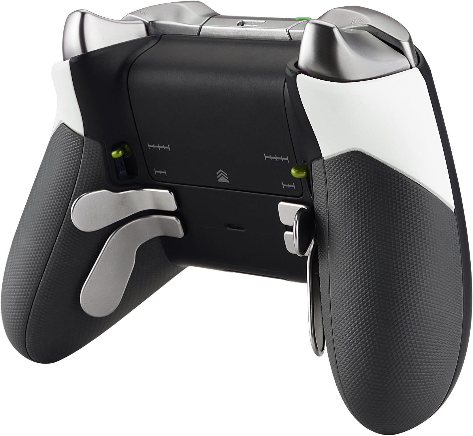 eXtremeRate Rubberized Grip Parts for Xbox Elite Controller, White Replacement Right Left Side Rails Rear Handle Grips, Back Panels Accessories Kits for Xbox One Elite Controller (Model 1698)