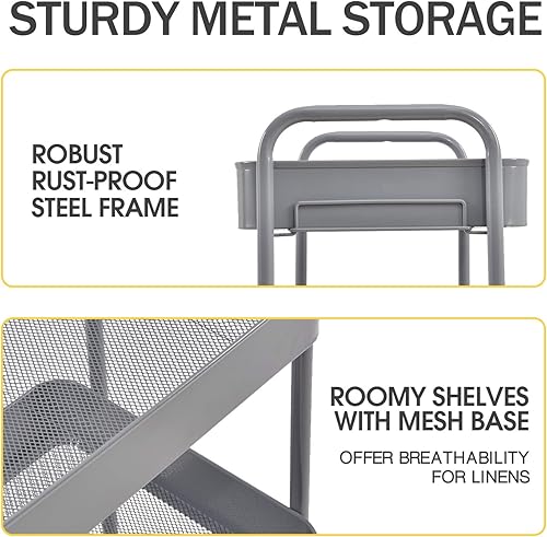 Miniatura 3 de TOOLF Carrito de metal de 3 niveles con ruedas, carrito organizador de almacenamiento para cocina, baño, oficina, artículos esenciales para bebés y