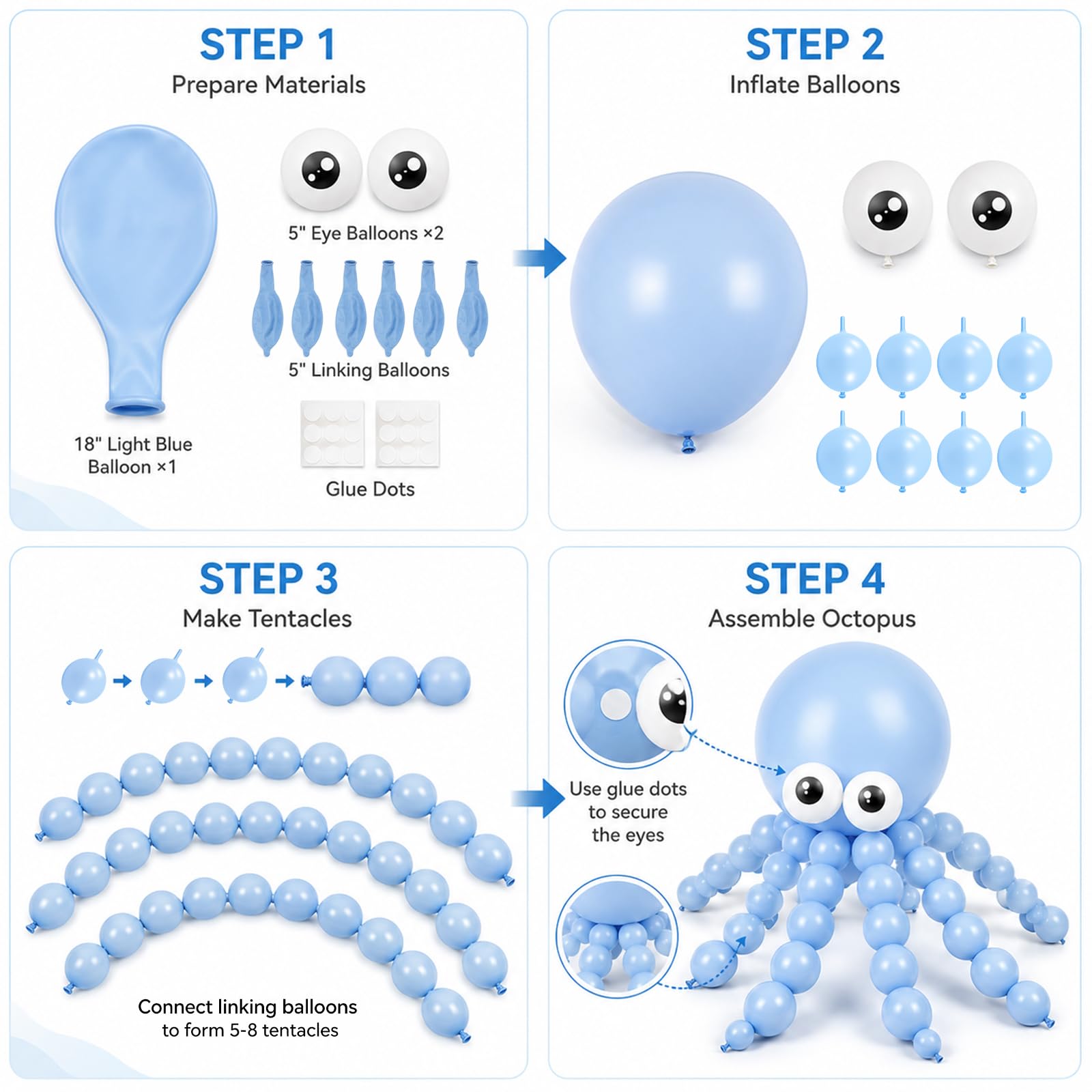Zestaw łuków balonów z ośmiornicą, 177 szt. podmorskich dekoracji imprezowych, balonów, łuk do zwierząt morskich, oceanu, na urodziny, baby shower, plażę, basen, artykuły imprezowe, z ośmiornicą