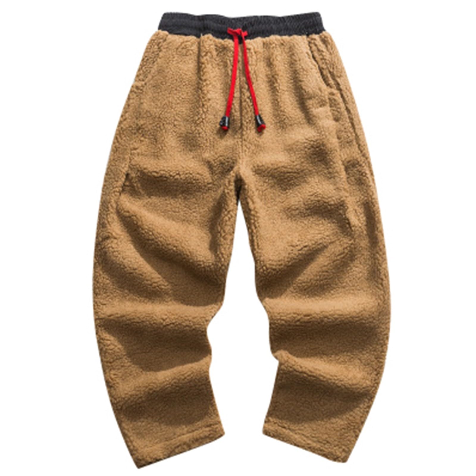 Pantaloni da jogging in pile, morbidi e comodi, con elastico in vita con coulisse, ideali per lo sport quotidiano, all'aperto, in palestra o per la corsa al piede.