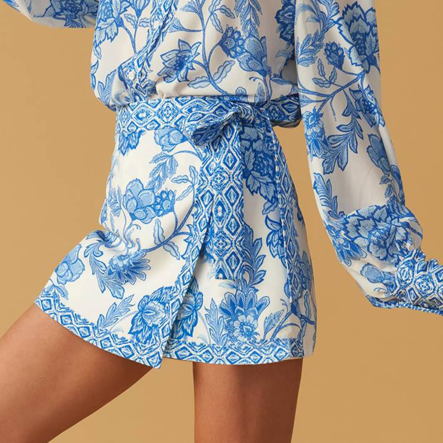 Womens Floral Wrap Mini Skirt Summer Beach Short Skirt Casual Knot Side High Waist A Line Vacation Outfits Skirts - Image 6