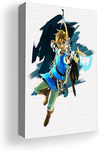 MAVIS PRINT Zelda - Lienzo decorativo para pared de videojuegos de 16 x 20 pulgadas, impresión HD y marco de madera, decoración moderna de pared