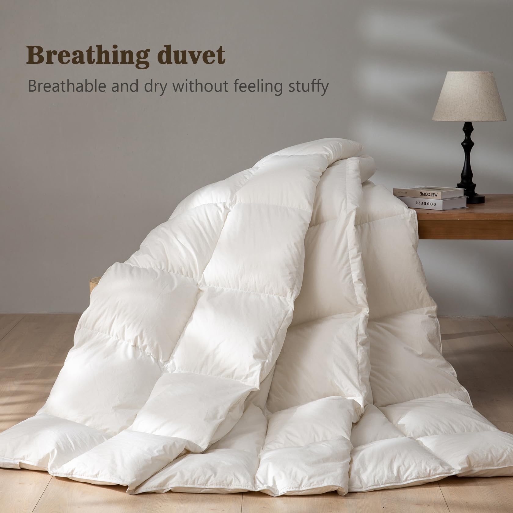 BPC Kołdra puchowa średnia 135x200, kołdra całoroczna | 100% bawełna organiczna, wypełnienie z puchu gęsiego, kołdra zgodna z normami Oeko-Tex i RDS, 135x200 cm, kość słoniowa biała