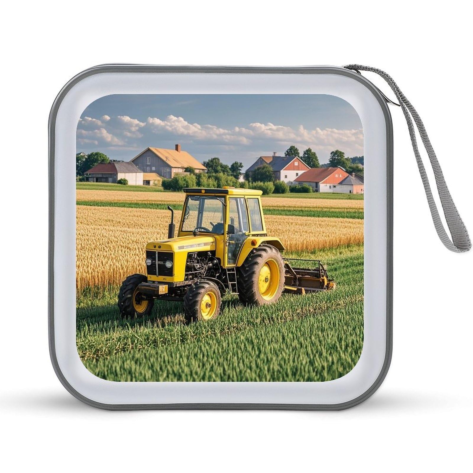 VstaDank Tractor Farm DVD Case With Zipper Portable CD Case Hardshell DVD VCD Binder Storage Box EVA Protective Blu-ray Wallet 40 Capacity CD Wallet Movie Music Media Disc Wallets