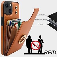 Vista 5 de Folosu Funda compatible con iPhone 14 con soporte para tarjetas, rotación de 360°, soporte de anillo de dedo con función atril, bloqueo RFID