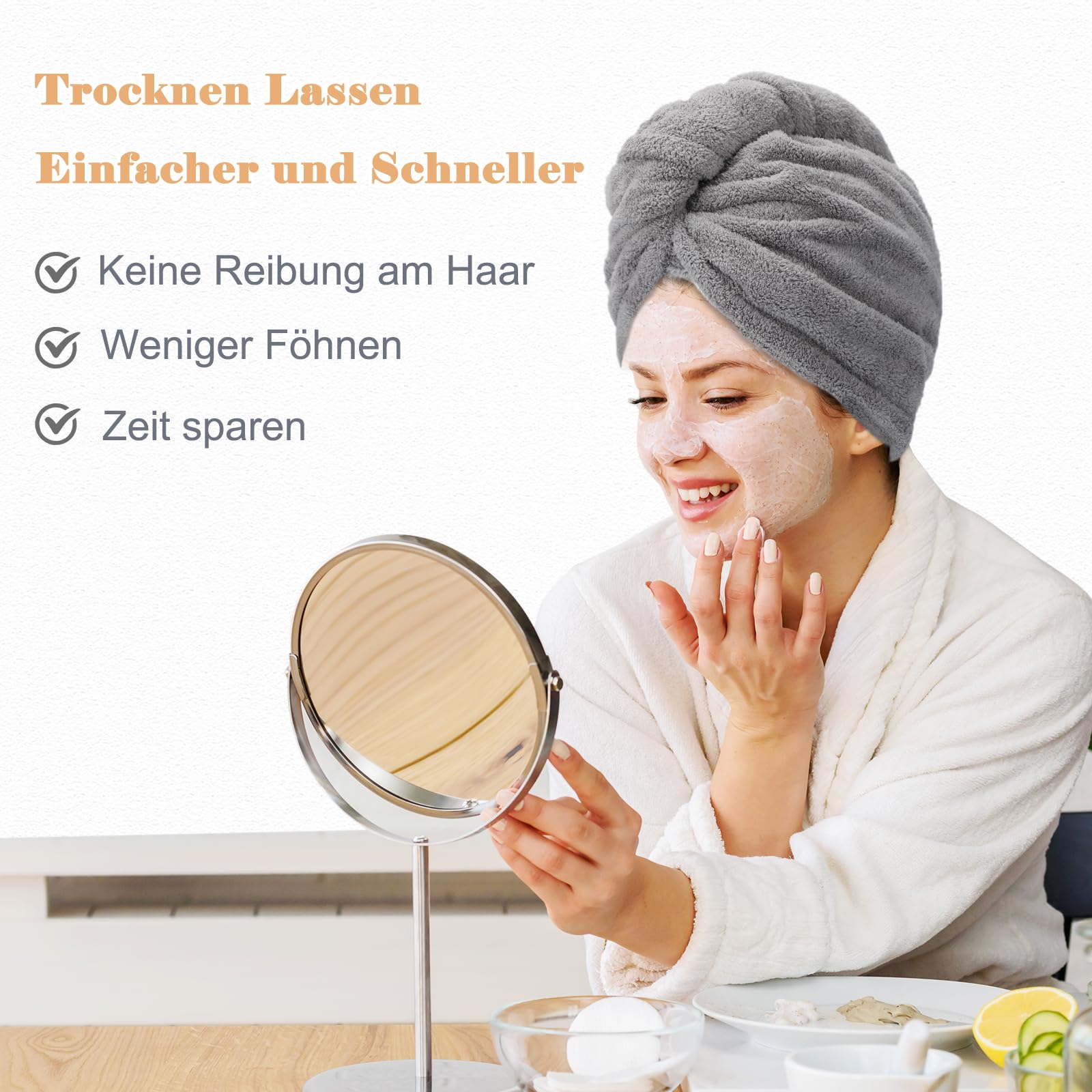 Lkw Ogechi Mikrofaser-Haarturban (2 Stück) – 65 X 25 Cm, Super Saugfähig, Mit Knopf Für Langes & Dickes Haar