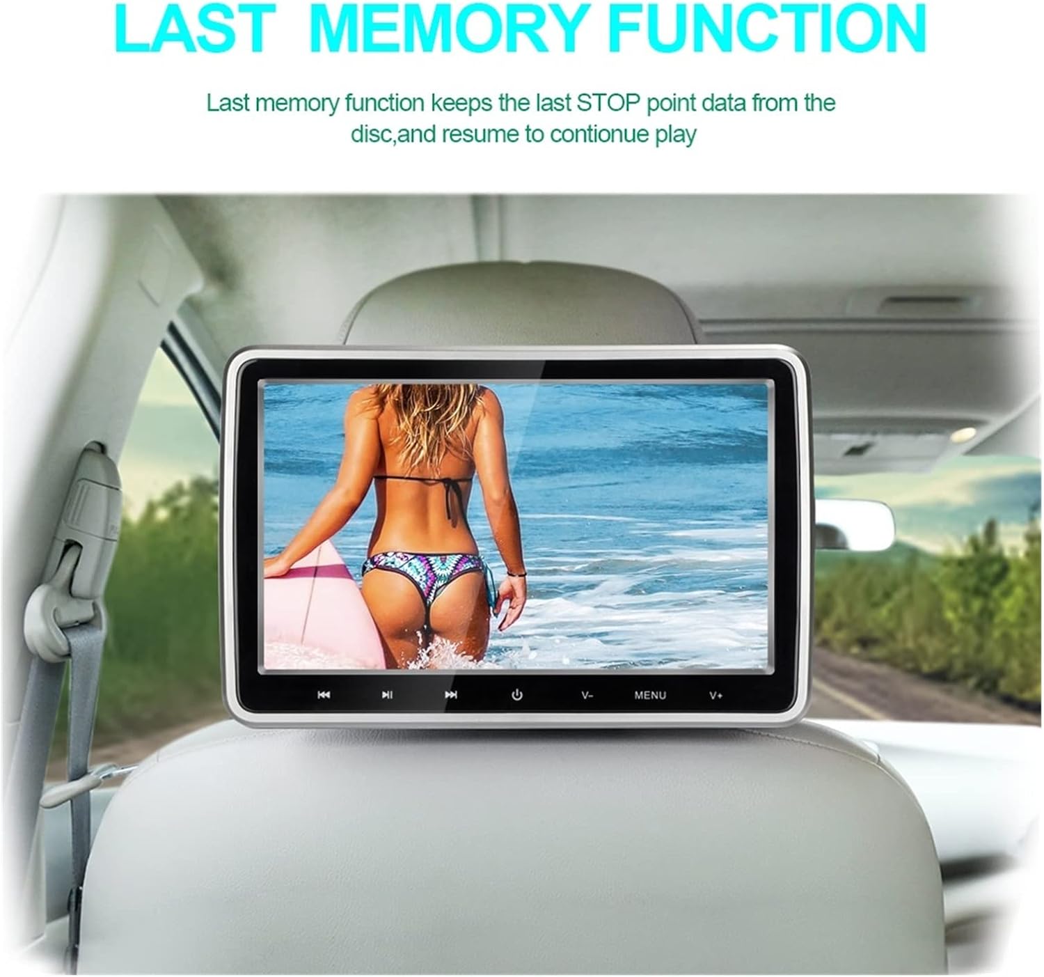 Portable DVD Player Car Headrest with Monitor DVDCar TV Monitor USB/SD/HDMI/IR/FM TFT LCD Touch Button Games Mobile DVD Player for Kids (Color : Monitor Ear)