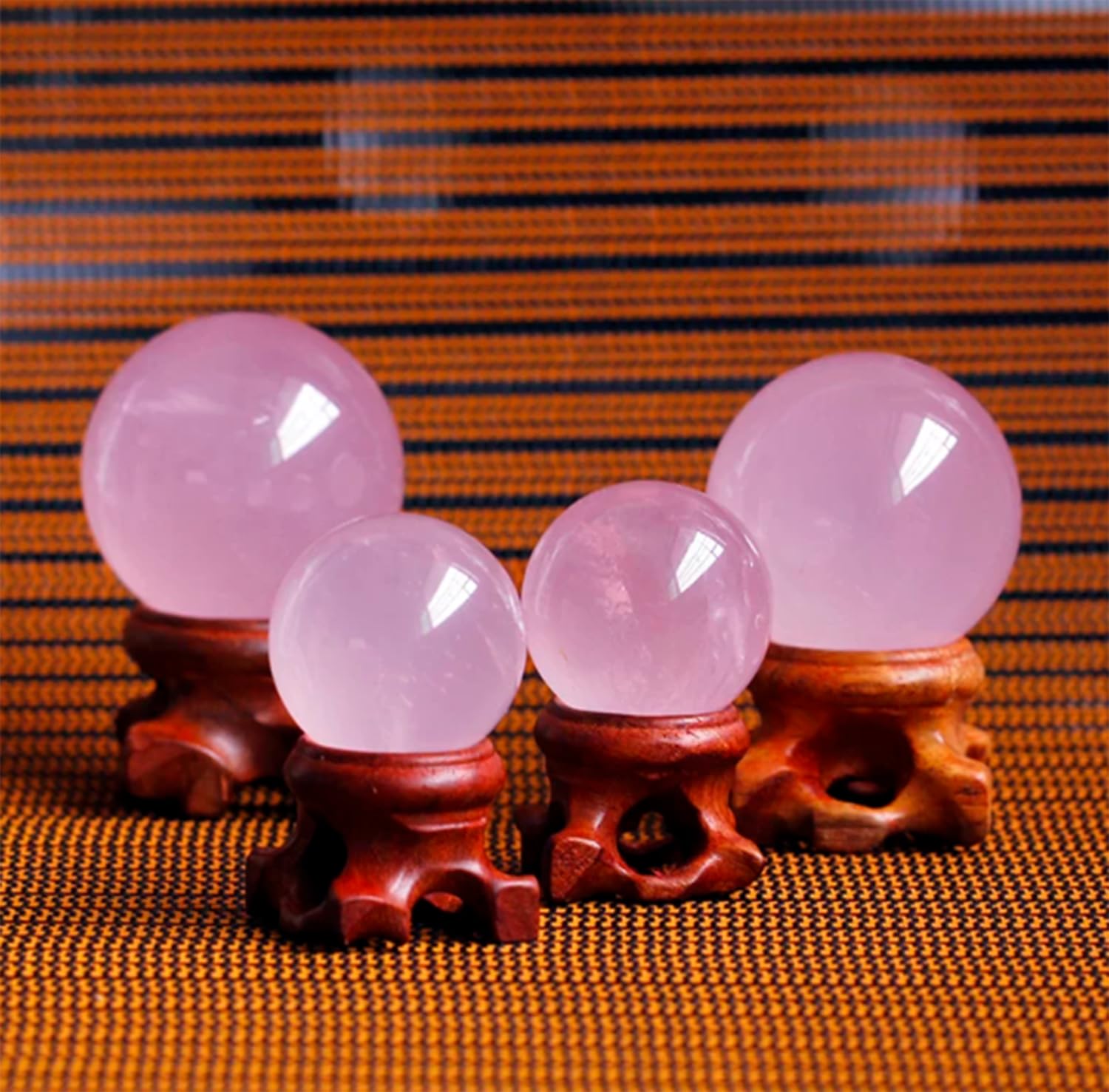Bola de cristales de cuarzo rosa natural, esfera de gema curativa soporte