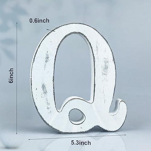 Miniatura 9 de WOODOUNAI Letras de madera rústica blanca de 6 pulgadas, letras de madera sin terminar para decoración de pared, letras de pie retro blancas