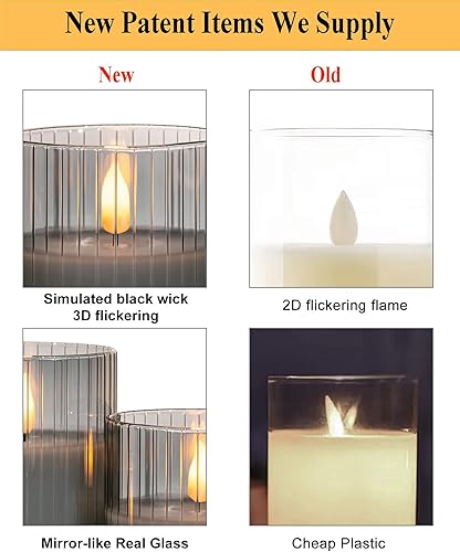 Miniatura 11 de Angelloong Velas parpadeantes de cristal transparente, sin llama, funcionan con control remoto y baterías, velas LED con temporizador, románticas