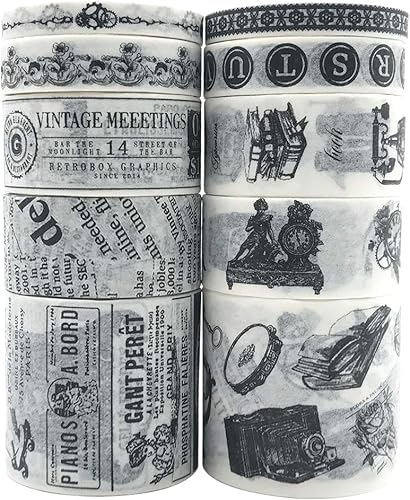 EnYan - Juego de cintas Washi vintage, 10 rollos de cintas decorativas japonesas para manualidades y artes, planificadores de diarios de recortes,