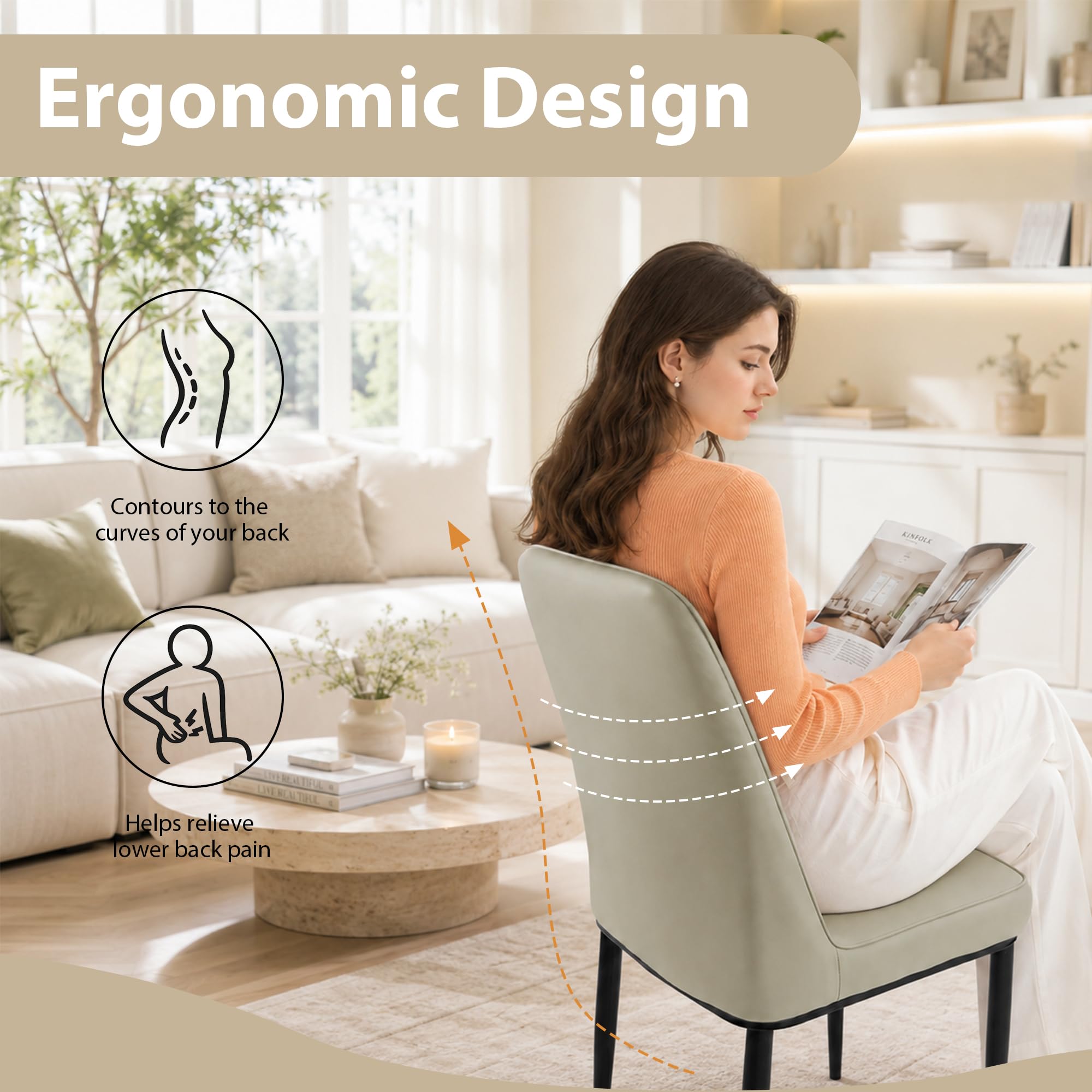 Durrafy Esszimmerstühle 2er Set aus Kunstleder, Gepolsterte Küchenstühle mit Hoher Rückenlehne, Moderne Polsterstühle mit Metallbeinen, Robuste Esszimmerstühle für Esszimmer Küche Wohnzimmer, Creme