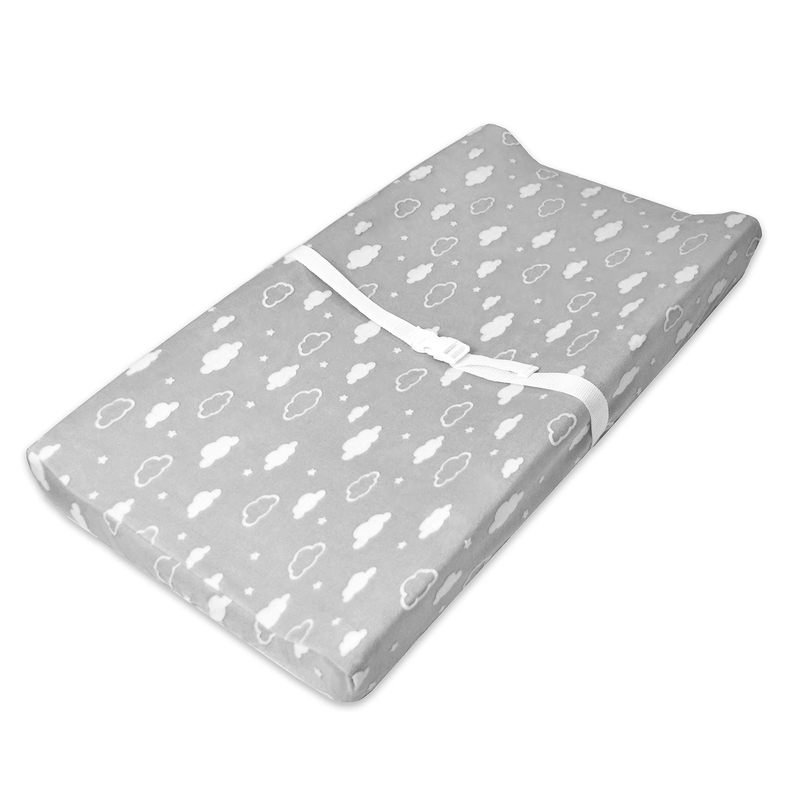Housse de matelas à langer gris en chenille 3D mixte