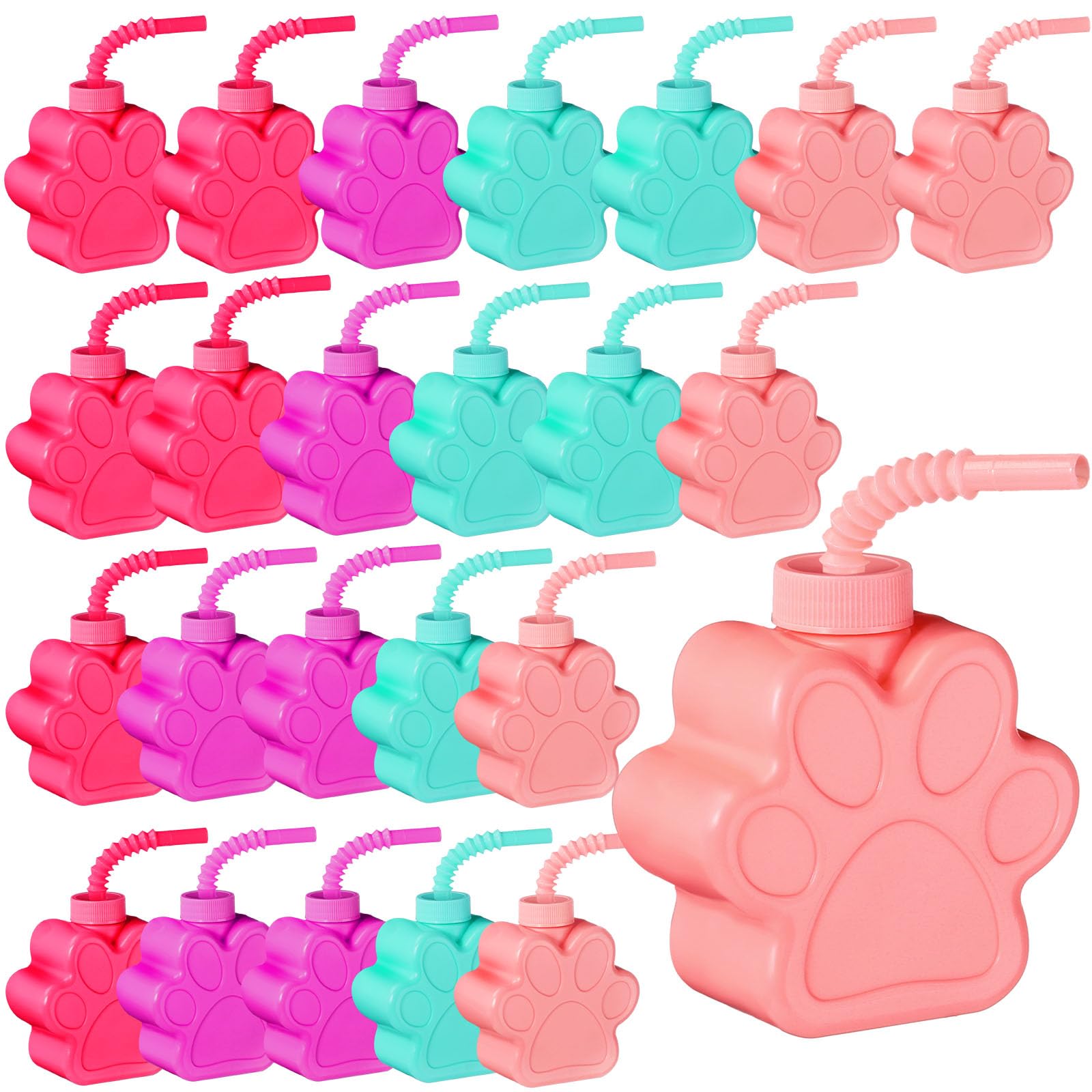 Sratte Lot de 24 gobelets en plastique avec couvercles pour fête d'anniversaire pour enfants, animaux domestiques, chiens, 283,5 g