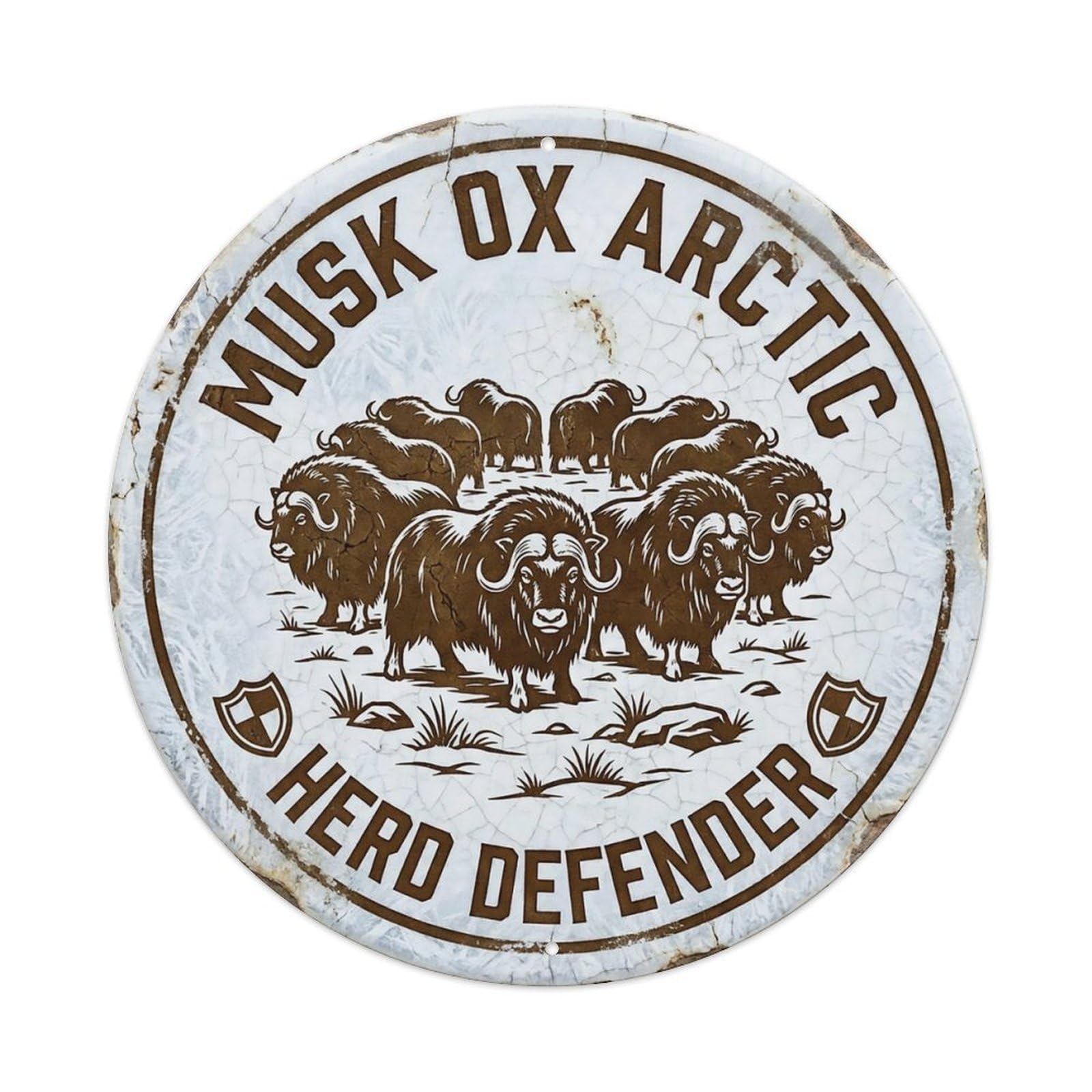 Cxhjca 8X8inch(20X20cm) Musk Ox Arctic Herd Defender Metal Tin Sign