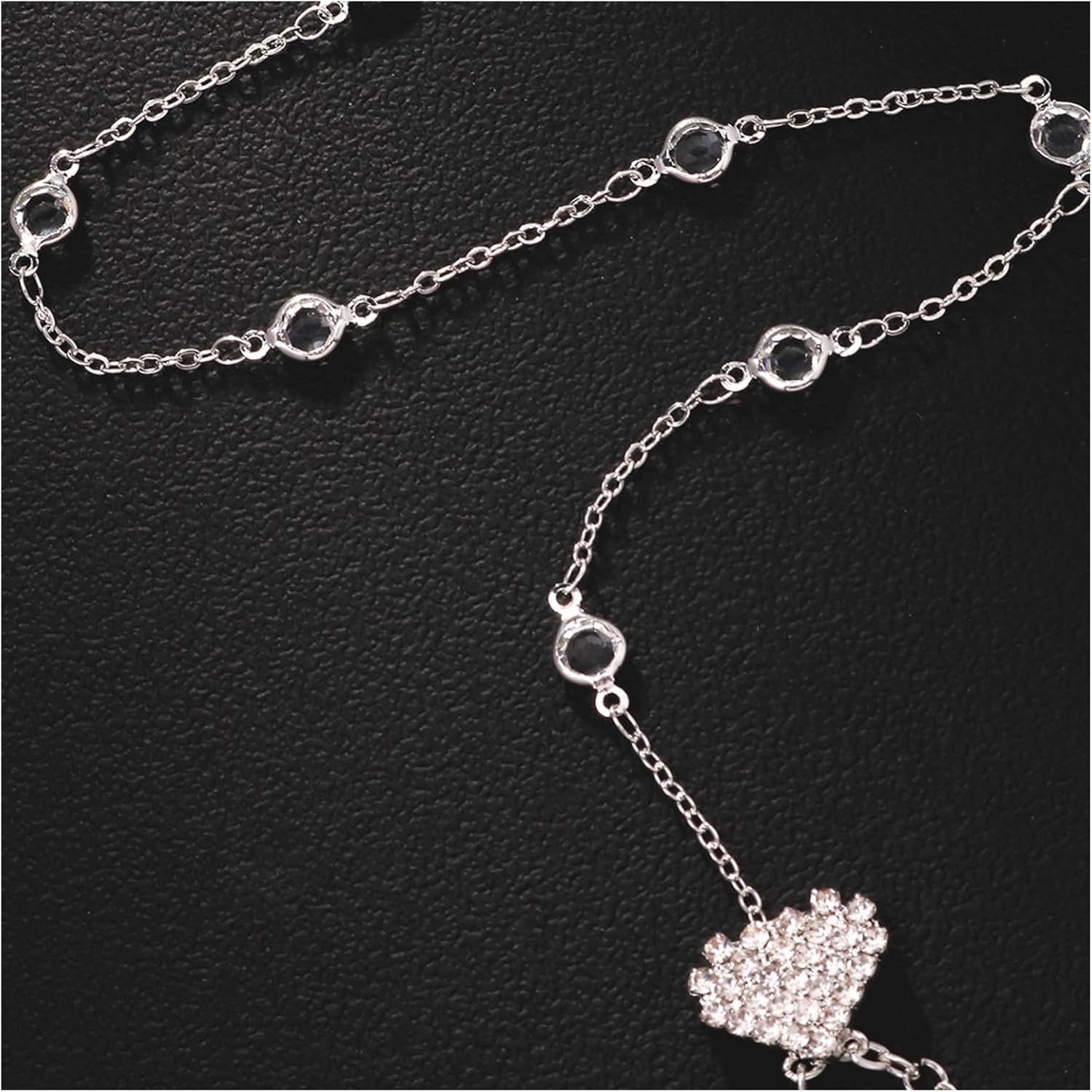 Crystal Bead Back Chain Necklace for Backless Dress Bridal Wedding Rhinestone Heart Backdrop Jewelry Crystal Long Body Chain Simple Waist Chain Jewelry for Women - Image 4