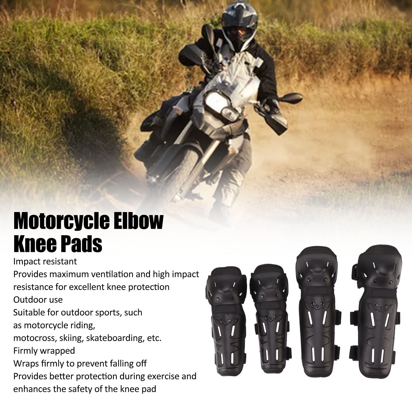 Ginocchiere Regolabili per Gomitiere da Moto per la Massima Protezione Negli Sport All'aria Aperta 4 Pezzi Neri