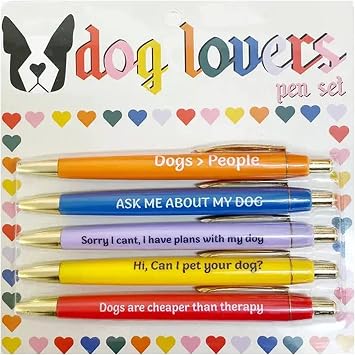 2023 New Pet Lovers Pens - Cat & Dog Ball Point with Funny Phrase, 5 PCS Black Ink for Everyday Use, Cute Gifts Him Her Who Loves Cats Dogs Pets Animals