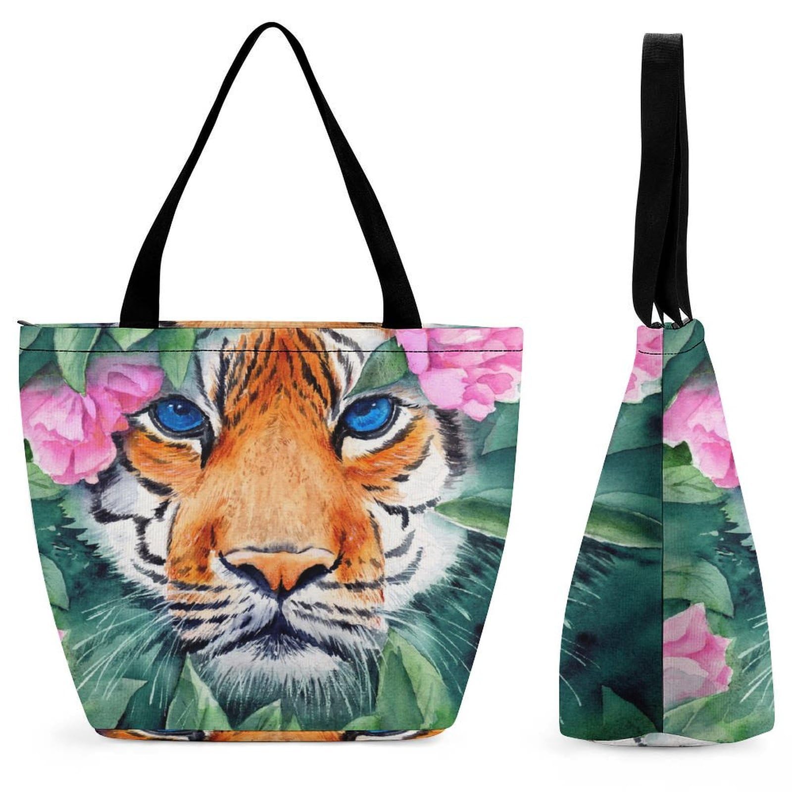 Sac de shopping pour voyage fleurs tigrées grand format pratique - 8