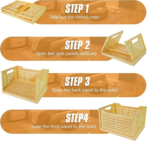 Miniatura 3 de Domiella Paquete de 2 cajas para almacenamiento, cajas de almacenamiento apilables de plástico, plegables para oficina, hogar, cocina, dormitorio,