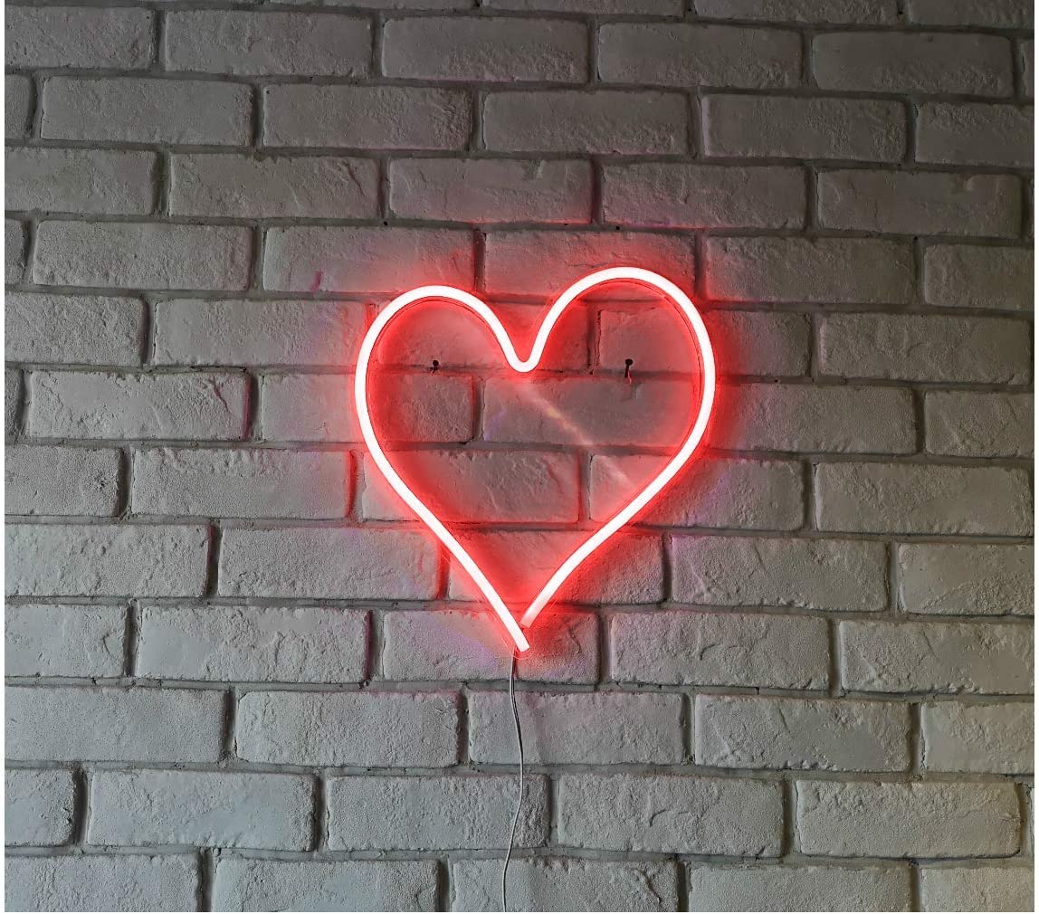 BPA Heart Shape Neon Sign, Light, Red, Led, 34x35 cm