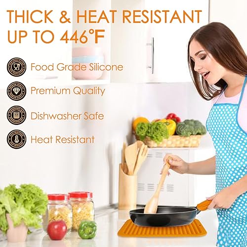 Vista 223 de Alfombrillas salvamanteles de silicona, soportes de silicona para ollas y sartenes calientes, tapetes resistentes al calor para mesas, encimeras