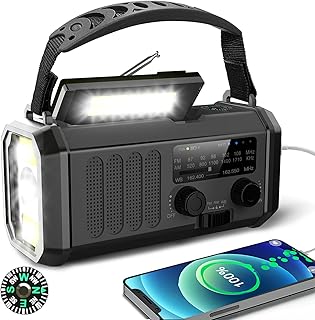 10000mAh Emergency Radio with NOAA Weather Alert,Portable Solar Hand Crank AM FM Radio for Survival,SOS Alarm and LED Flashlight & Reading Light for Outdoor Camping Hurricane Storm-Black