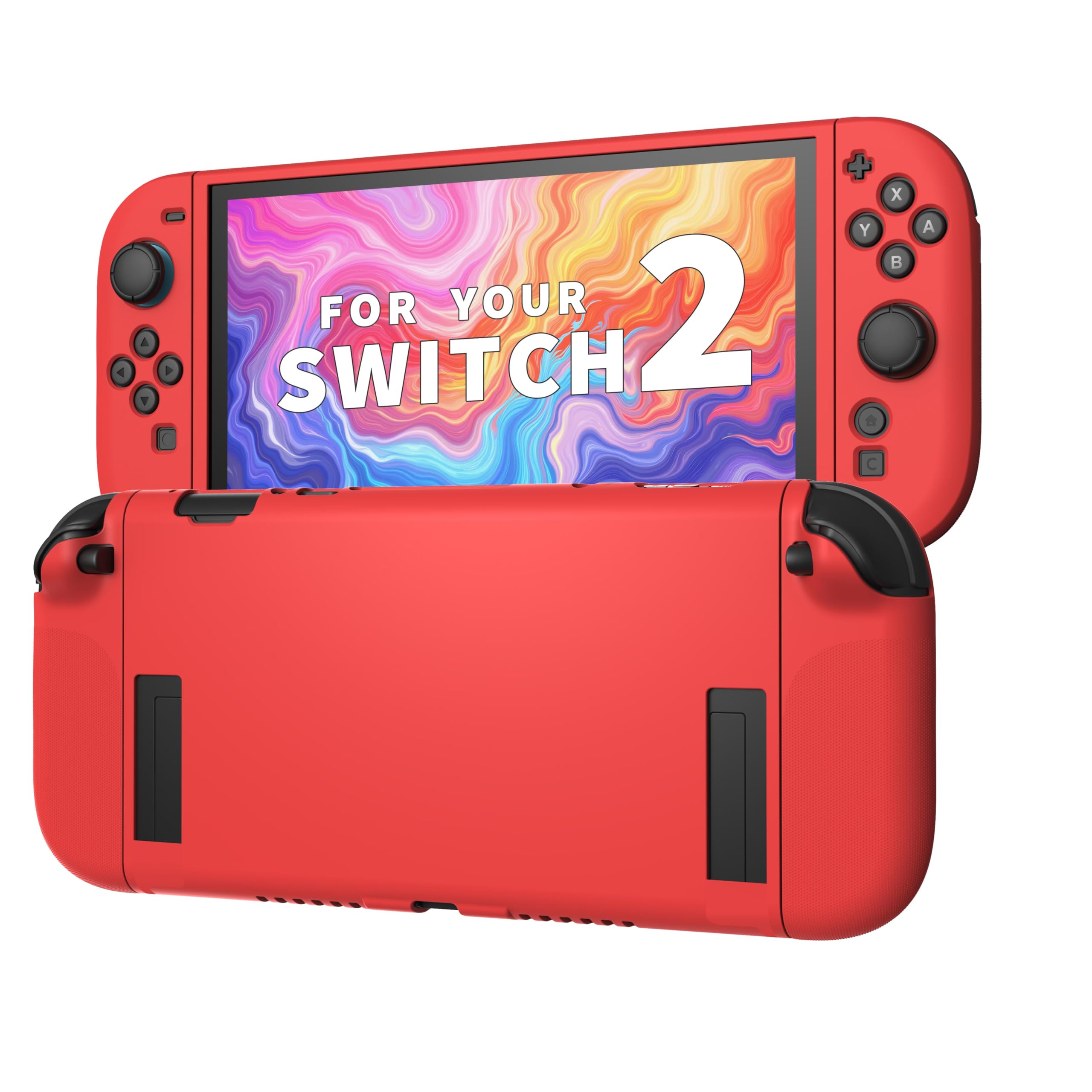 Textured Grip Protective Case Compatible with Nintendo Switch 2 (2025) – Cute Pink Strawberry Design, Matte Shockproof TPU Shell with Anti-Slip Handles, Ergonomic & Comfort Slim Back Cover — view 18