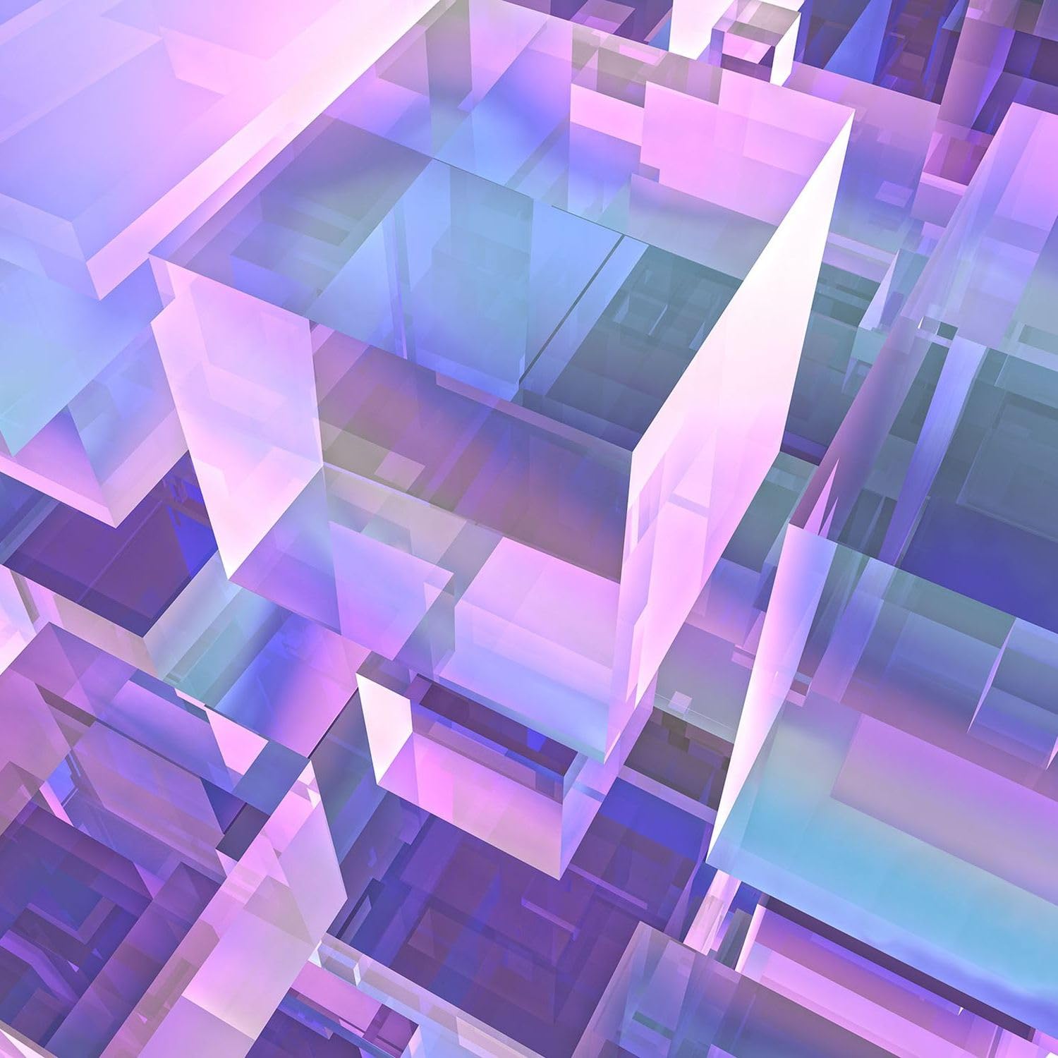 Papier peint 3D cubes violet bleu 350x250 cm masque défauts mur