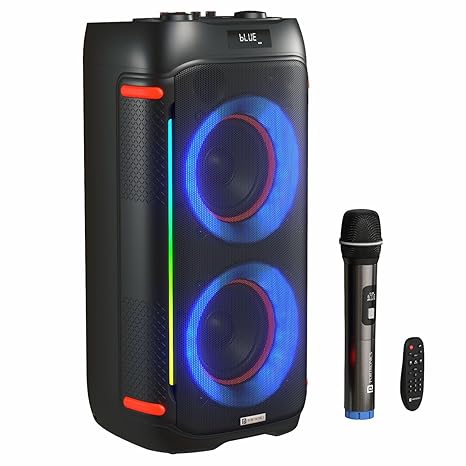 Portronics Iron Beats IV 250W Party Speaker with Dual 6" Subwoofer, Upto 4 Hours Playtime, RGB LED Lights, Wireless Karaoke Mic, Treble/Bass Adjustment, Echo Control, Remote Control(Black)