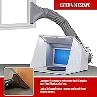 Vista 5 de Master Airbrush Kit de Cabina de Aerógrafo Portátil con Ventiladores de Escape Duales, 4 Luces LED, Mesa Giratoria y Manguera de Extensión, Cabina