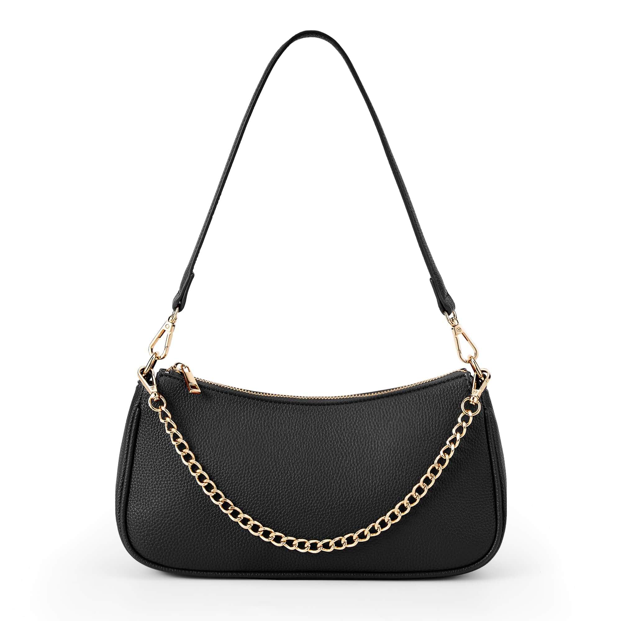 Shoulder Bag for Women Cute Underarm Purse and Handbag with Chain Soft Vegan Leather Detachable Handle and Gold Tone Chain Shoulder or Crossbody Carry Ideal for Dates Parties Travel