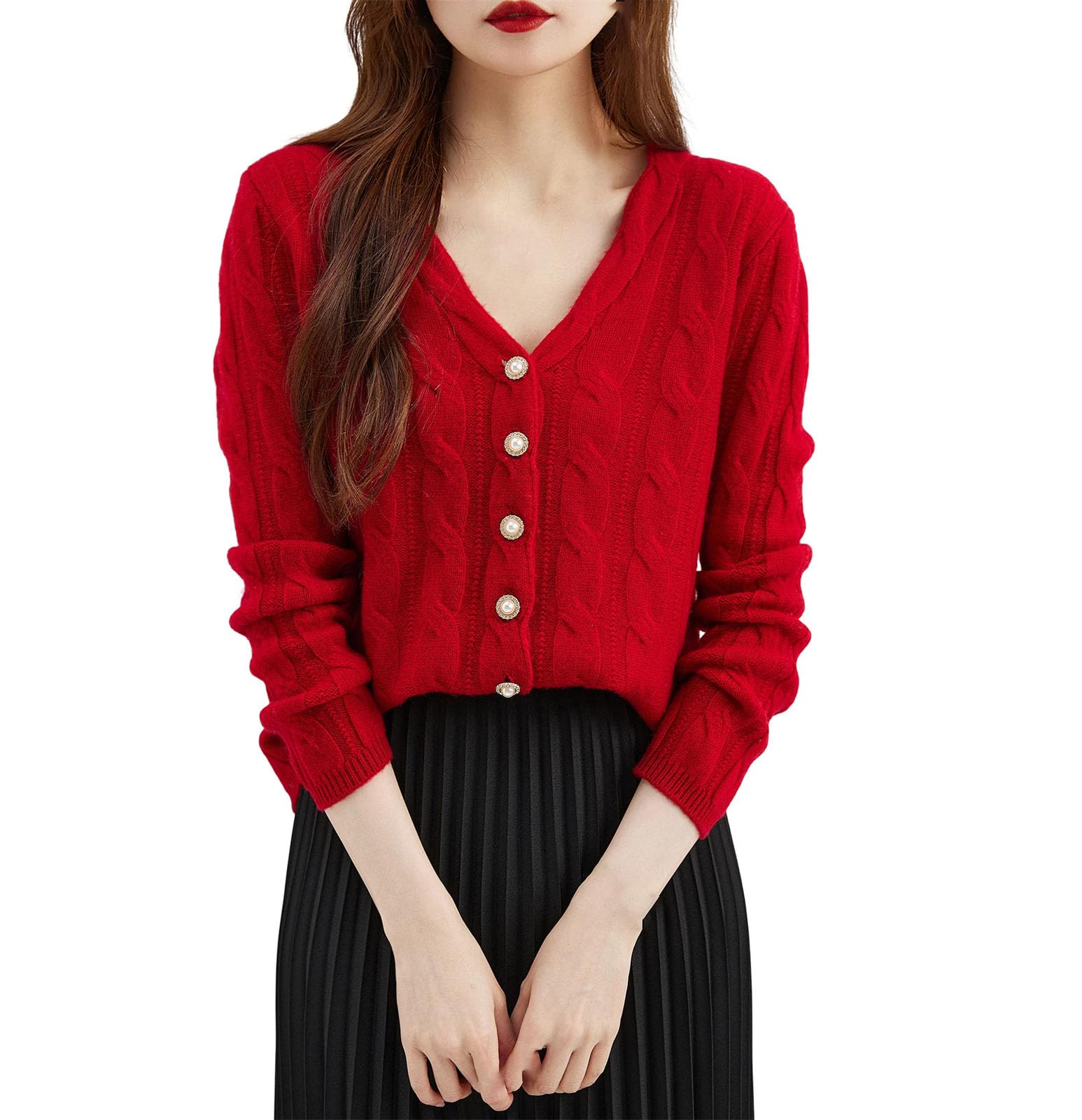 Cárdigan de punto para mujer, casual, manga larga, parte delantera abierta, con botones, a la moda, ropa de abrigo