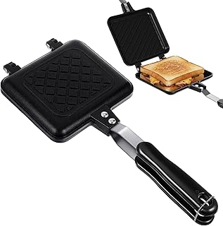 Sandwich Maker, Grilled Panini Maker Pan with Non-Stick Plates, Stovetop Toasted Sandwich Makers Press, Double Sided Aluminum Flip Cheese Makers Frying Pan for Home Kitchen Breakfast Camping