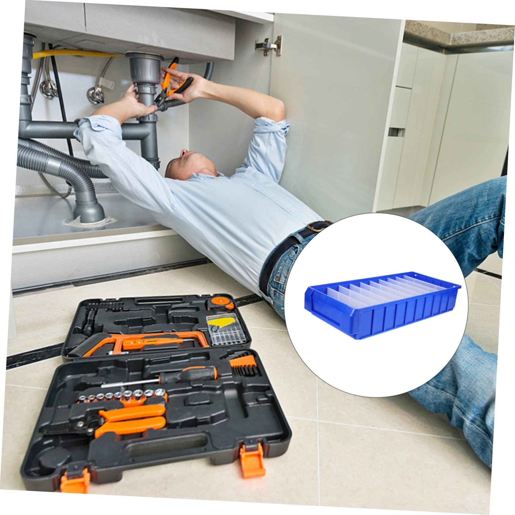 WOONEKY Scatola Di Stoccaggio Per Viti Divisoria Organizzatore Per Attrezzi e Componenti Contenitore Per Officina e Magazzino Compatta e Resistente Con Separatori
