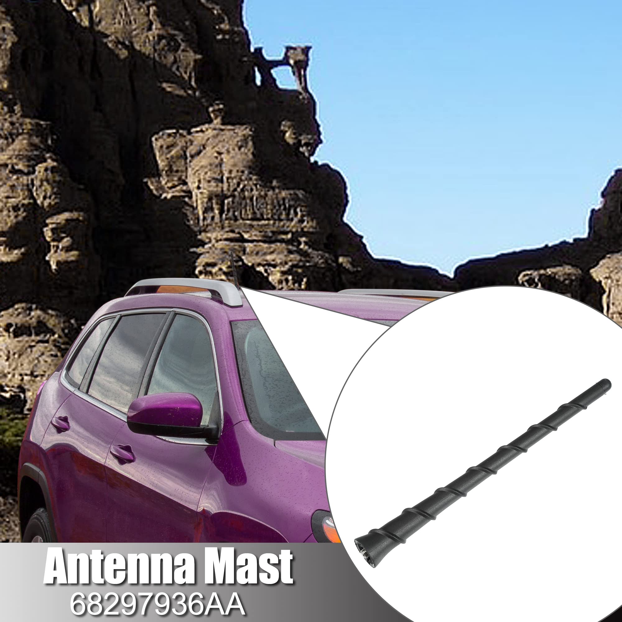 X AUTOHAUX Car AM FM Radio Signal 8 Inch Antenna Mast for Jeep Cherokee 2014-2022 for Fiat 500 2016-2017 for Dodge Journey 2009-2017 for Jeep Liberty 2011-2012 68297936AA Black