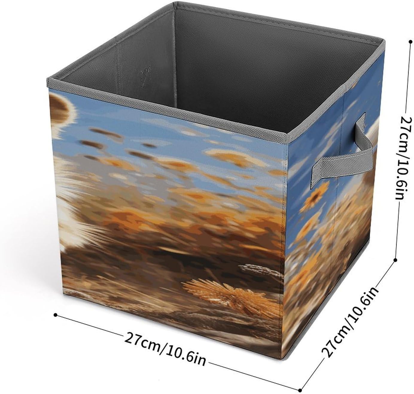 Running Corgi Fabric Bins Storage Basket Square Baskets | Storage Bin with Double Handles,Cube Collapsible Organizers for Organization,Closet,Shelves,Offices