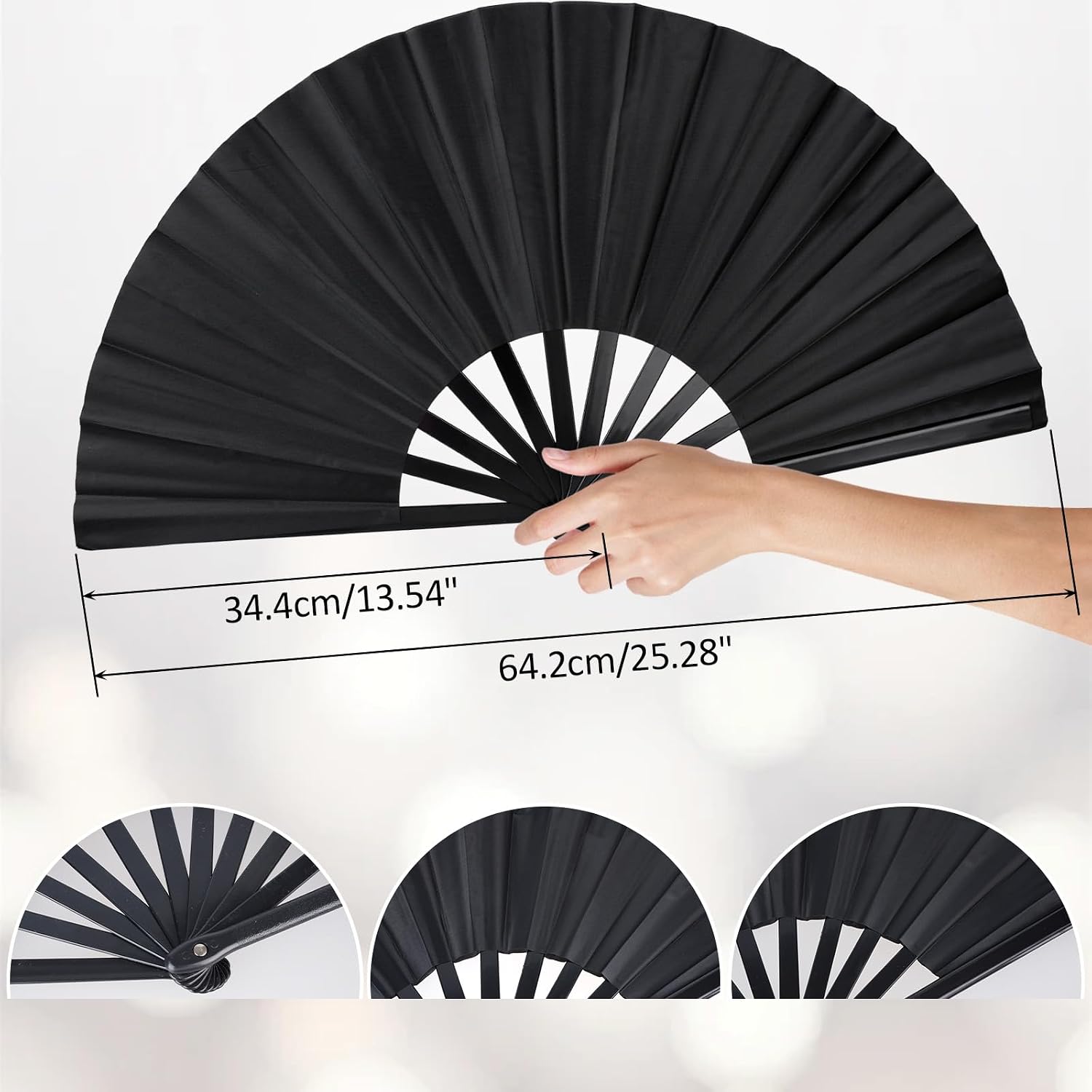 2 Pack Rave Fan 13 Inch Folding Foldable Fan Large Dancing Fans Make Sound for Large Festival Rave Dancing