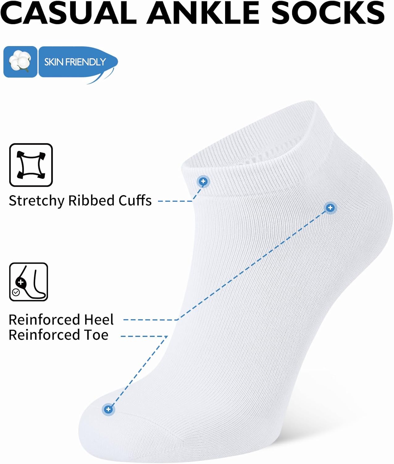 CLOSEMATE 5/10 Pairs Ankle Socks for Men Women Cotton Comfortable Non Slip Low Cut for Casual - Image 2