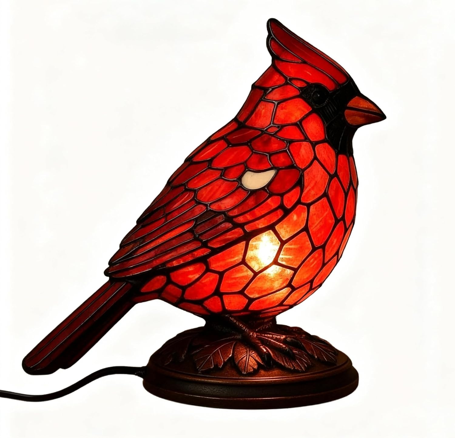 Cardinal Lamp, Generic Vintage Realistic Handmade Stained Red Bird Night Light, Suitable for Bedrooms and Living Rooms, Christmas Ornament