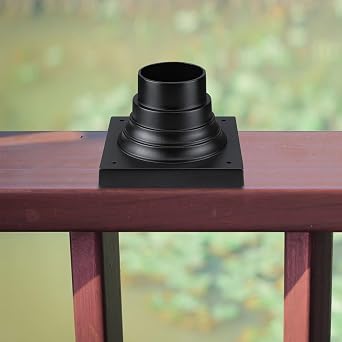 2-Pack Square Anchor Base for Post Mounted Outdoor Lamps Aluminum Alloy Pedestal Mount Base for Stone Walls, Matte Black 6x6 Post Cap Adapter, 3 Inch Pole Fitter