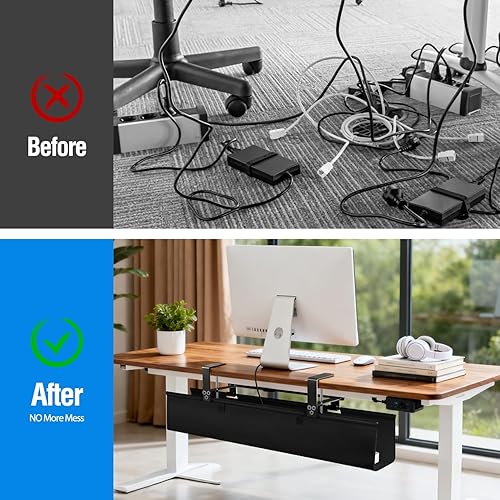 Miniatura 7 de Bandeja de organización de cables para debajo del escritorio, abrazadera resistente sin taladrar y montaje de tornillo, organizador de cables de 36