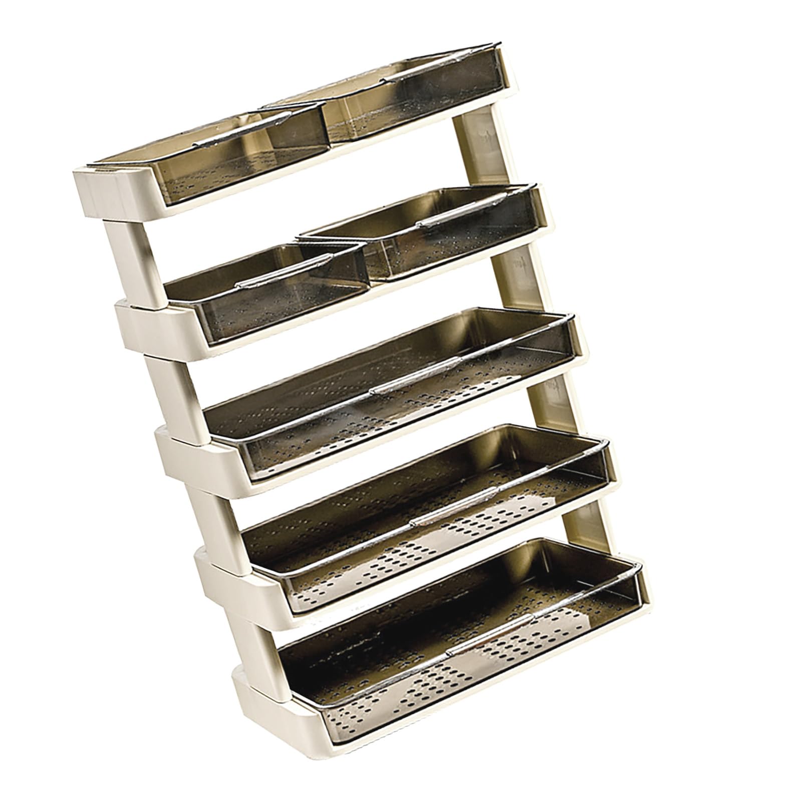 Fyearfly Scaffale portaoggetti da cucina a 5 ripiani in plastica per piano di lavoro, camera da letto, bagno, design salvaspazio e rimovibile